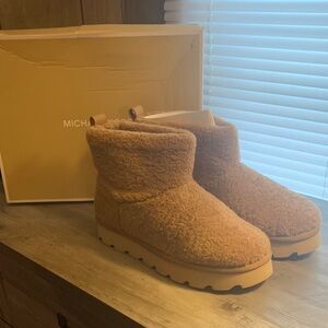 Michael Kors Camel Shearling Ankle Boots